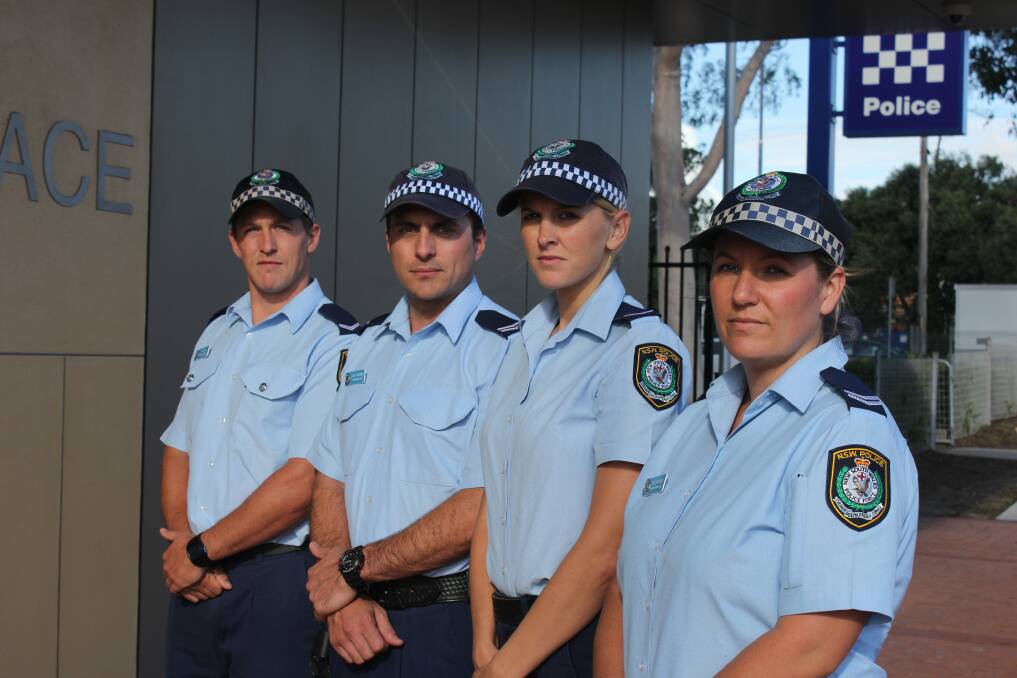 NEW FACES: Port Stephens' new officers, Constable Michael Fortier, Senior Constable Dave Maione, Constable Krystle Wilcox and Senior Constable Brearne Callaghan. Picture: Maddison Sharples