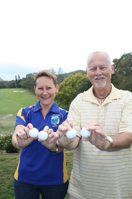 TOP CAUSE: Salamander Bay Rotarians Leah Anderson and Peter Ridgeway at Nelson Bay Golf Club. Picture: Stephen Wark