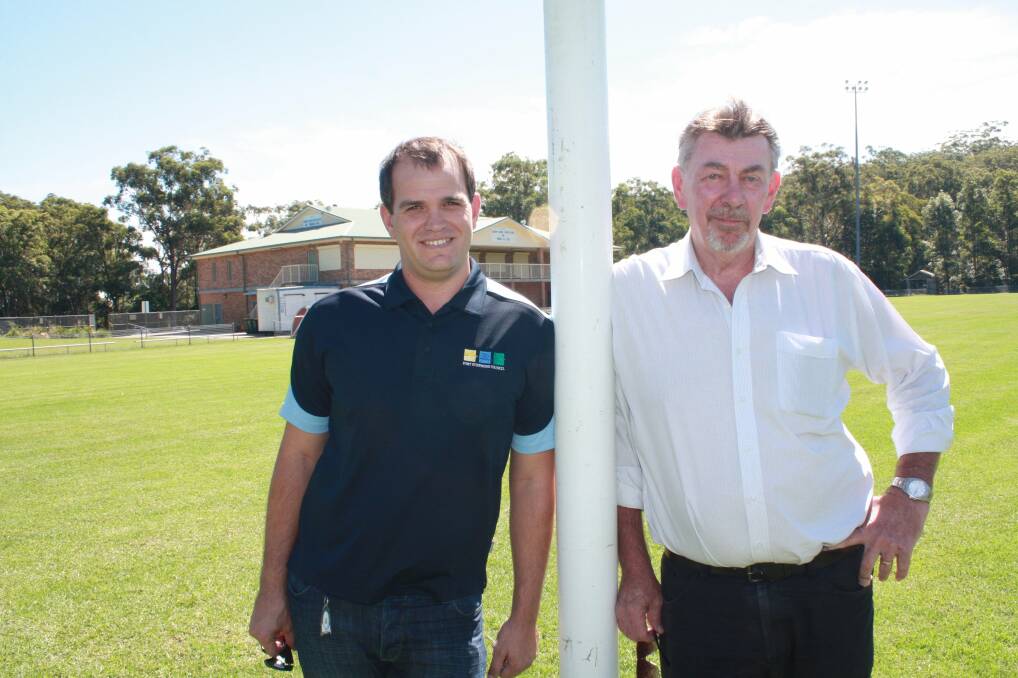 TOP CLASS SPOT: Brendan Callander with John Edmunds at the Tomaree sporting complex. Picture: Stephen Wark