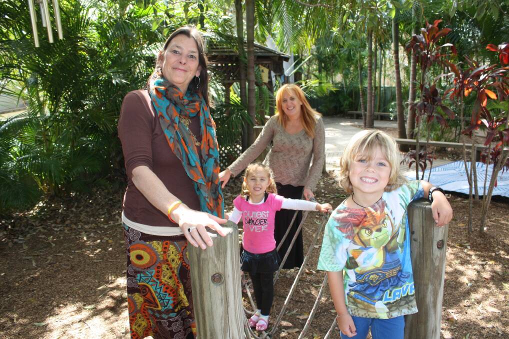 HAPPY DAYS: Front, Adelaide Rombouts, and Maxence Peachey, 5; back, Ayla Rust, 5, and Susan Fuller at Karingal Preschool. Picture: Stephen Wark