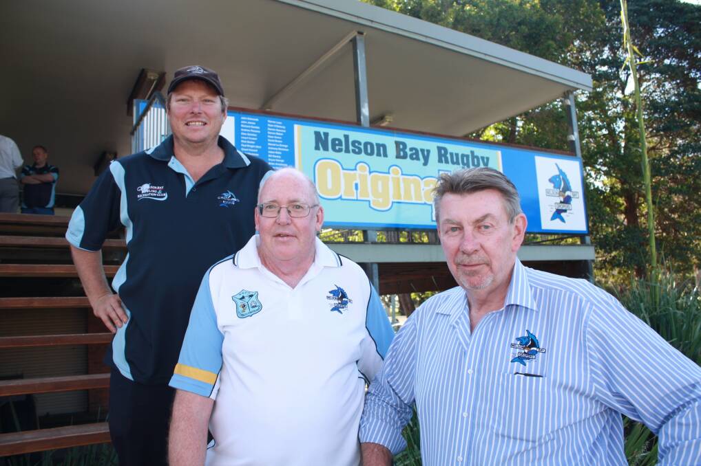 MOVING ON: Retiring club committee members Dave Sadler, Ray Milton and John Edmunds at Bill Strong Oval. Picture: Stephen Wark