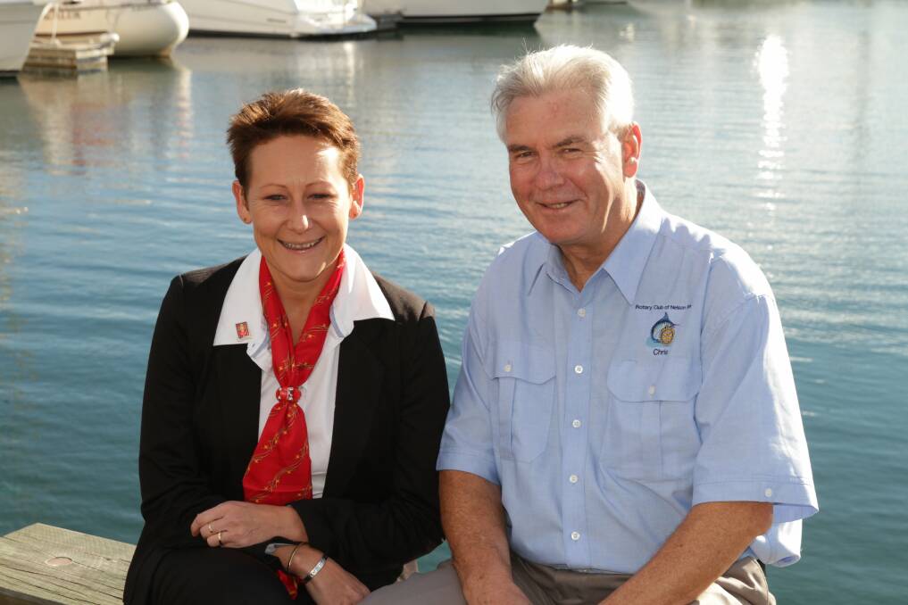 FRESH FACES: Leah Anderson and Chris Bartlett are the new presidents of Salamander Bay and Nelson Bay Rotary clubs. Picture: Stephen Wark