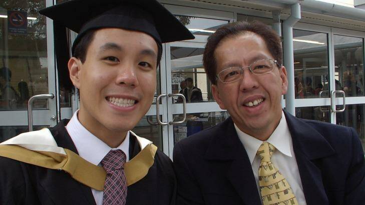 Curtis Cheng  and his son Alpha (left) was shot dead by a 15-year-old boy outside NSW police headquarters last year. Photo: Supplied