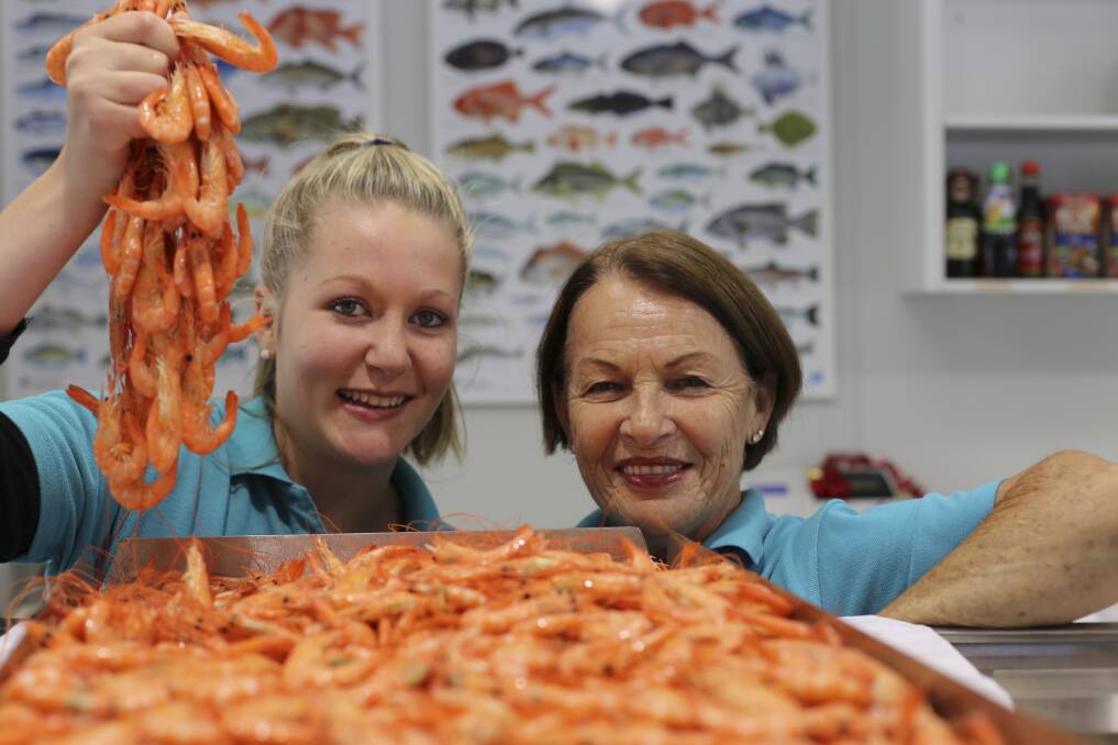PLENTIFUL: Olivia Halliday and Narelle Morgan at Nelson Bay Fish Market. Picture: Ellie-Marie Watts
