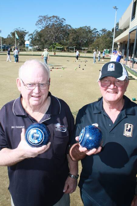 CHARITY DAY: Billy Gainsford and Chris Kelly, at the Nelson Bay Bowling Club.