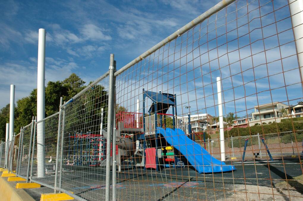 UNDER COVER: Council work is under way to install a shade sail over the Nelson Bay foreshore playground.