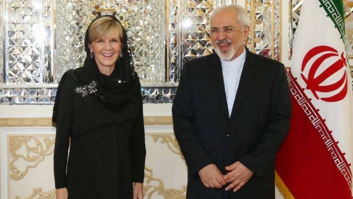 Foreign Affairs minister Julie Bishop met with the Islamic Republic of Iran Foreign Affairs minister Dr Mohammad Javad Zarif at the Ministry of Foreign Affairs in Tehran Iran on Saturday. Photo: Andrew Meares