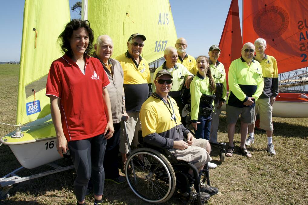 FOOTSTEPS: Claudia Blumer, left, ran 1000km to raise money for Sailability Port Stephens. Picture: Annette Messenger
