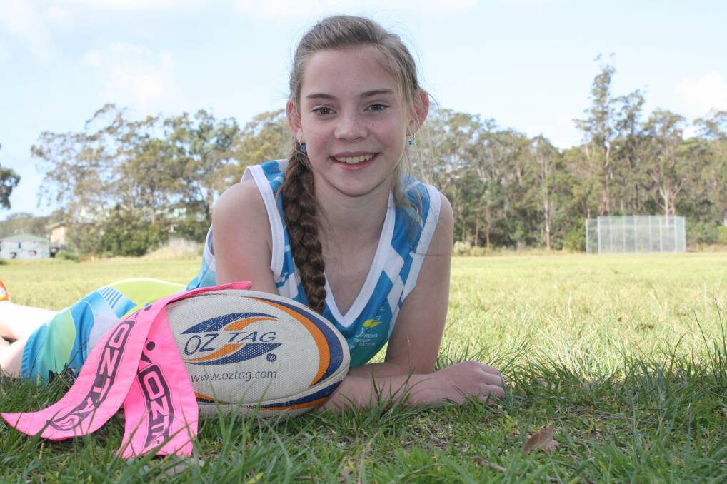 SPORTY: Port Stephens OzTag player Tylah Harrison, 12. Picture: Ellie-Marie Watts