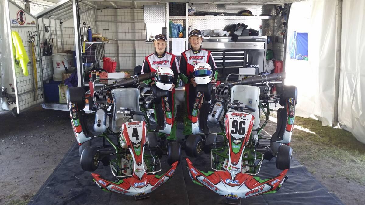 GO-KARTING SUCCESS: Jordan Pike, 13, and Ryan Pike, 14, have worked their way to the top of Australian go-kart racing.