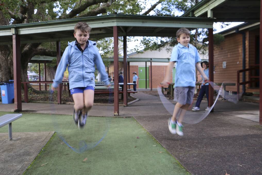 HEARTFELT: Baylee Borrow, 10, left, and his brother Ryley, 8, of Raymond Terrace School, are doing Jump Rope for Heart because of their grandad.