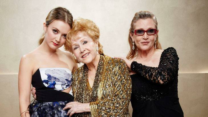Granddaughter Billie Lourd, daughter Carrie Fisher and Debbie Reynolds at the Screen Actors Guild Awards in 2015. Photo: Kevin Mazur/WireImage