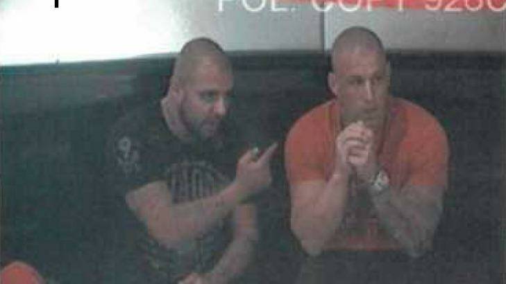 CCTV footage shows Brothers For Life leader Farhad Qaumi, left, and Pasquale Barbaro at The Star casino in January 2014. Photo: Supplied