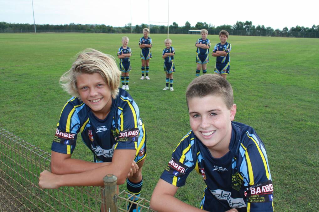 STRONG NUMBERS: Nelson Bay junior rugby league players Bill Rae, 14, and Joshua Mann, 12, at Salamander Bay Oval. Picture: Stephen Wark