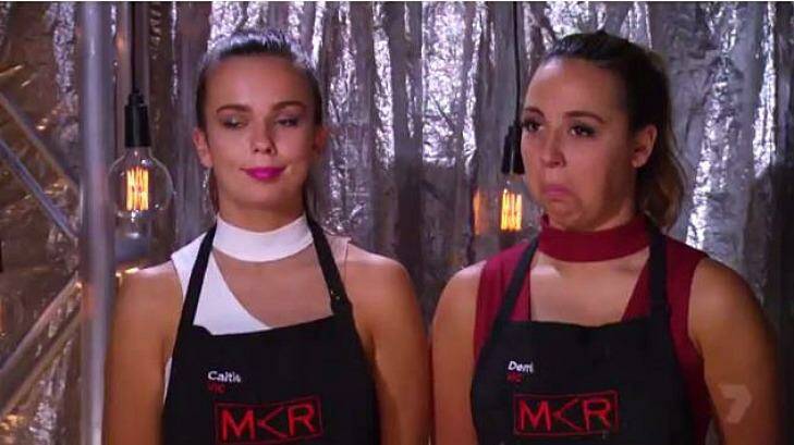 Surprised by their score: Caitie and Demi are still MKR contenders. Photo: Seven