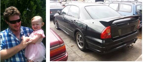 Steven Young and his daughter, Sophie, 23 months old, pictured left. The car, pictured right, is similar to the one the pair are believed to be travelling in.