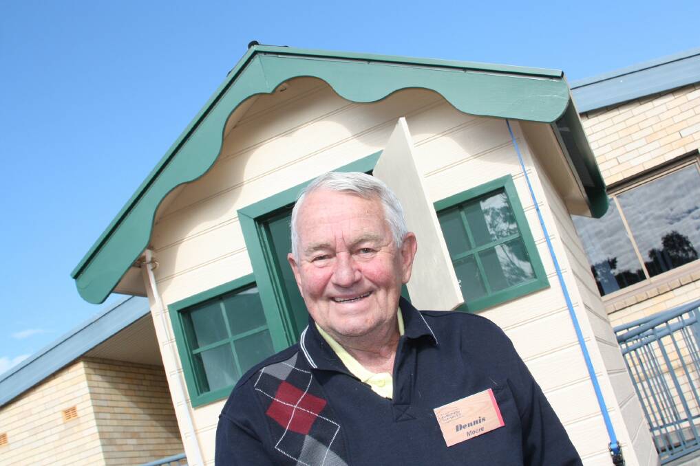 HANDY: Dennis Moore, from Men's Shed Raymond Terrace, in front of a cubby house the group built. The cubby house can be won in the group's fund-raising raffle this year. Picture: Stephen Wark