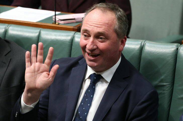 Deputy Prime Minister Barnaby Joyce during question time at Parliament House in Canberra on Monday 14 August 2017. Fedpol. Photo: Andrew Meares 