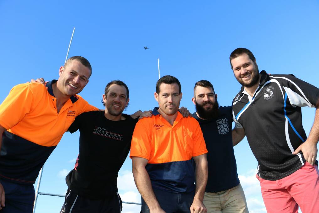 MAGPIES: Hayden McFadyen, Troy Paton, Josh Urquhart, Dan Forbes and Nathan Ward at Lakeside Oval. Picture: Stephen Wark