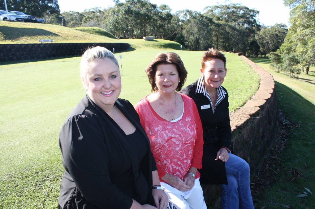 SUPPORT: Carly Bush, Taurie Lalor and Leah Anderson, at Nelson Bay Golf Club. Picture: Stephen Wark