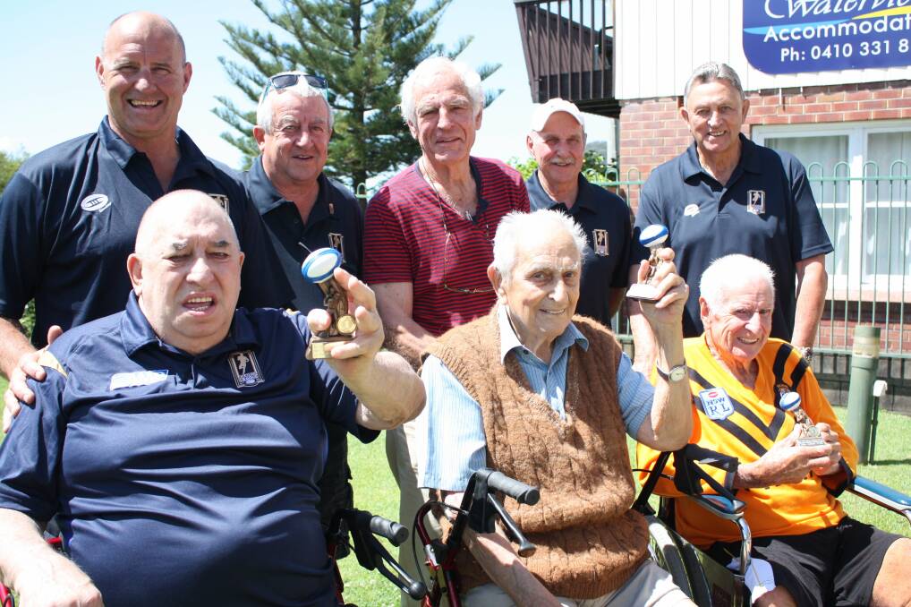 WELL DONE: Harbourside Haven top NRL tippers (front) Keith Holland, Gordon Reid and Don Hoard with (back) Dean Carney, Peter Feeney, Ken Thornett, Peter Arnold and Ray Newton. Picture: Ellie-Marie Watts