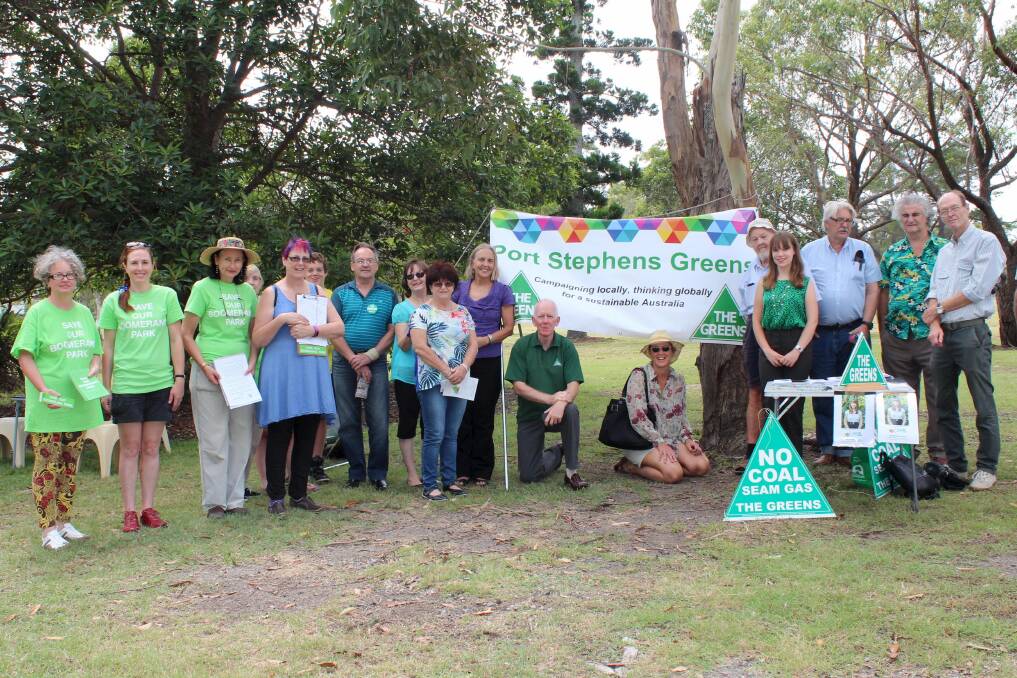 COMMITTED: Senator Lee Rhiannon, sitting, and election candidate Rochelle Flood, right, with members of the Boomerang Park Action Group. Picture: Supplied