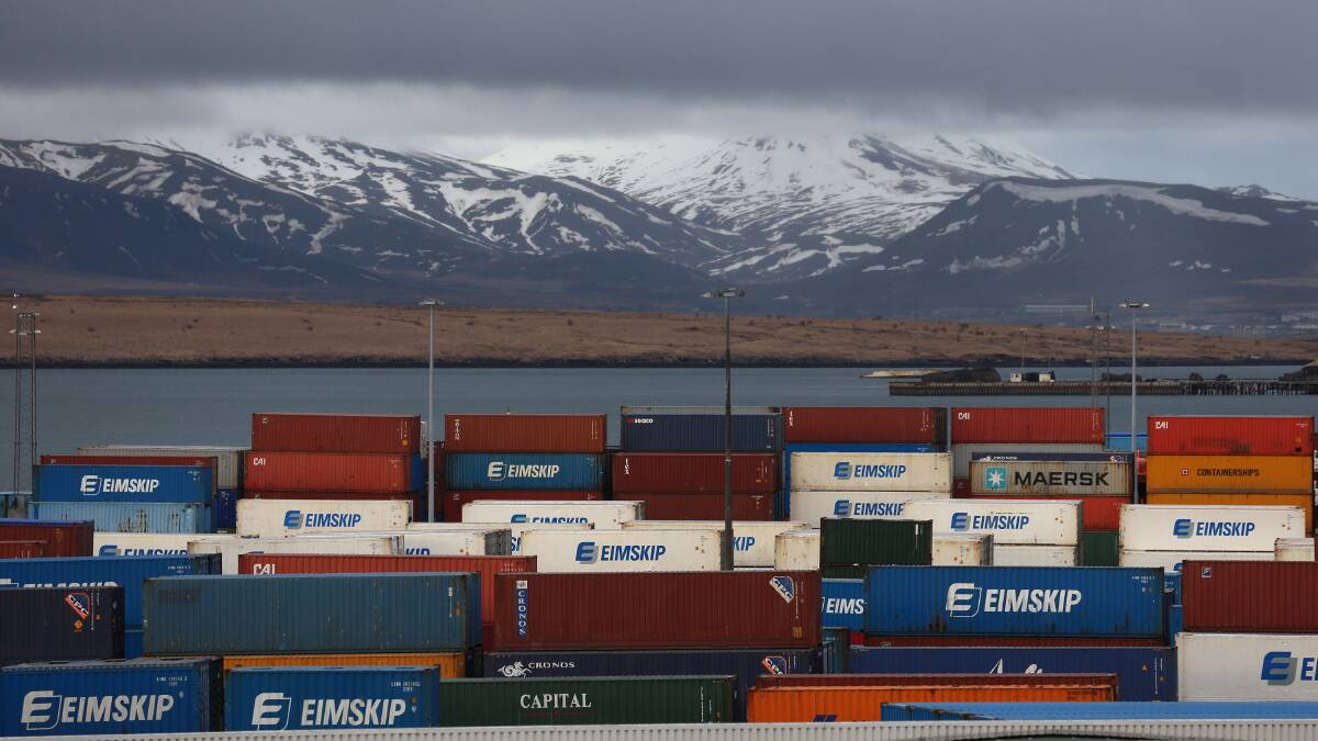 Container crates are stored at the port in the Icelandic capital on April 7, 2014 in Reykjavik, Iceland. Pic: Getty Images
