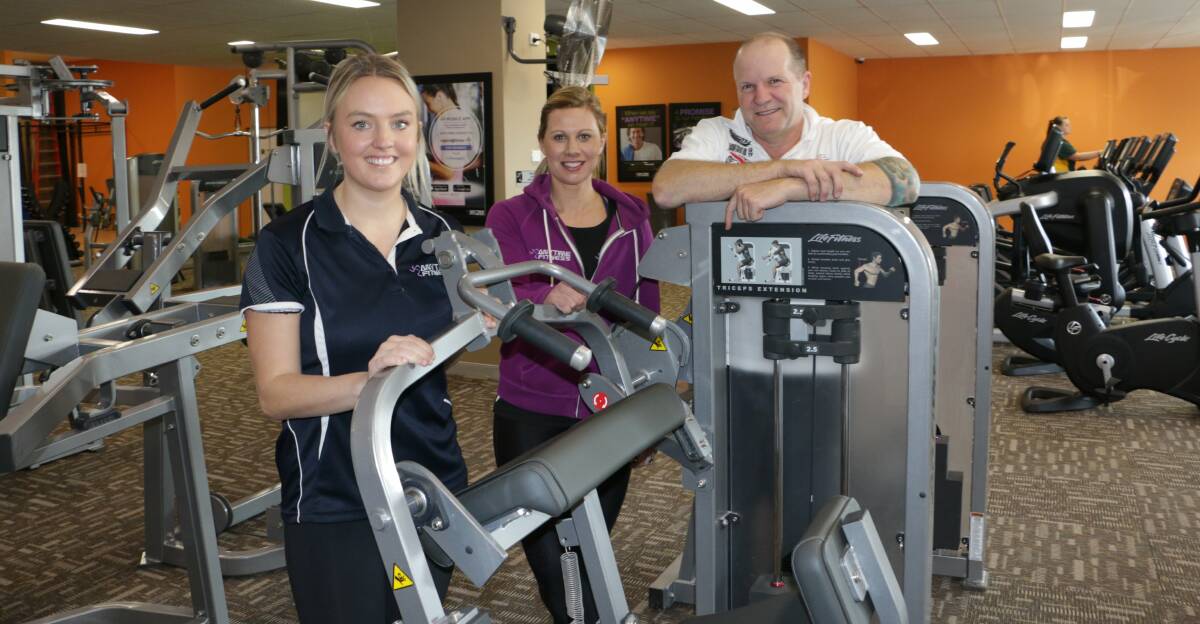 FIT AS A FIDDLE: Sophie Higgins, Sarah O'Connor and Graham Croshaw at Anytime Fitness Raymond Terrace.