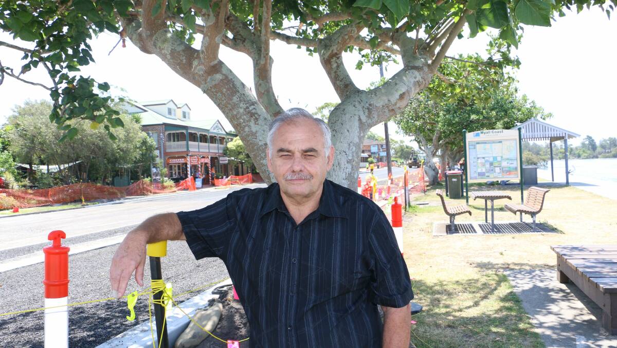 TREES HAVE TO GO: Councillor Len Roberts at Marine Drive, Tea Gardens. Picture: Stephen Wark.