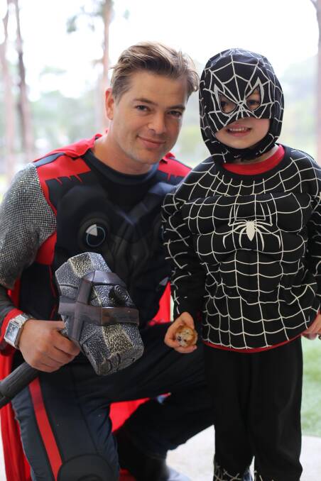 Students from Wirreanda Public school donned capes and masks today for Superhero Day for Muscular Dystrophy and to spend some time with their real life heroes - their dads and grandfathers. Pictures: Ellie-Marie Watts.