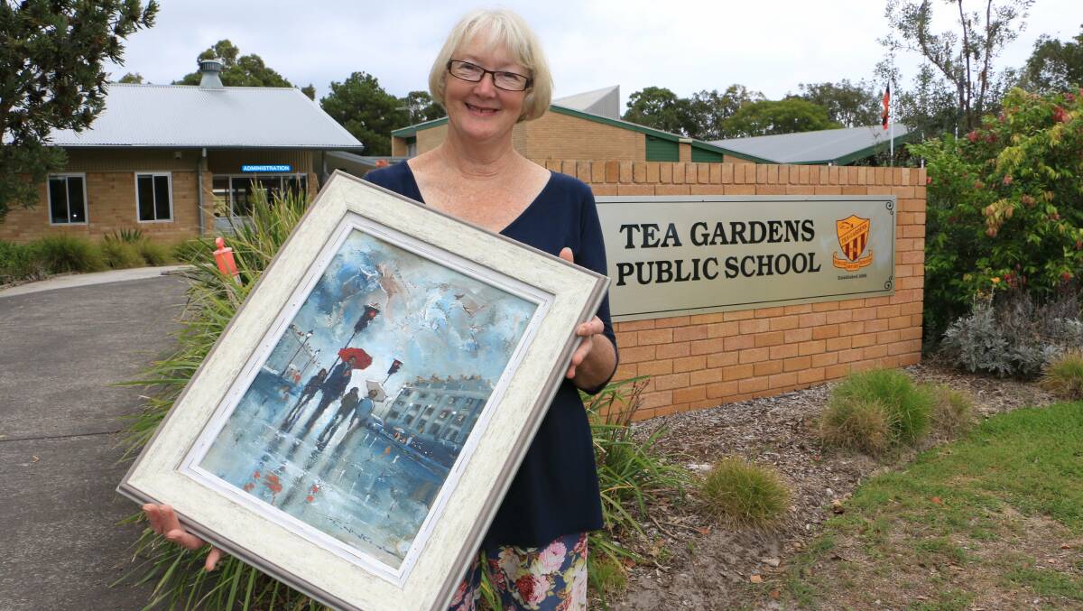 VISUAL FEAST: Christine Wisemantel at Tea Gardens Public School where the P&C's annual art show will be held across the long weekend. Picture: Stephen Wark.