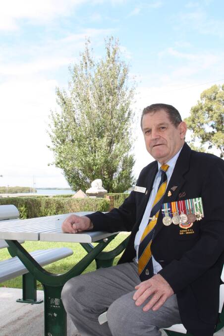 PAYING RESPECT: Karuah RSL Sub-Branch president Peter Fidden at Memorial Park.  Picture: Stephen Wark