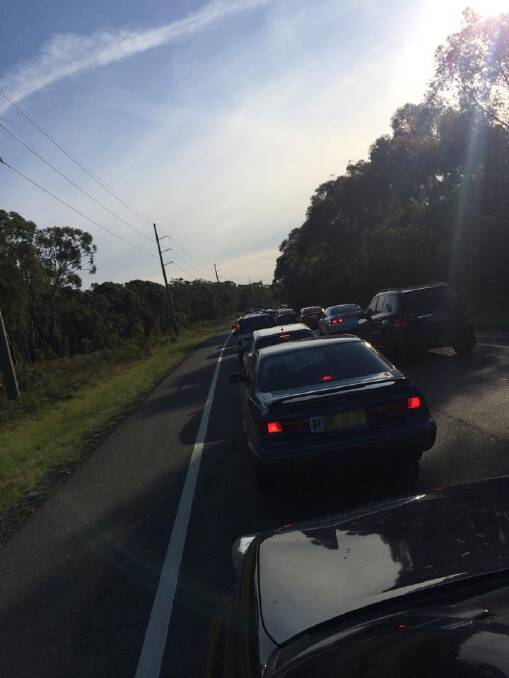 STUCK: Traffic along Nelson Bay Road on Monday. Picture by 
Kate Washington MP - Member for Port Stephens/Facebook.