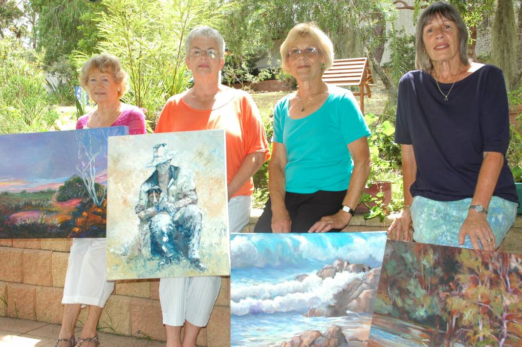 COLLEAGUES: Margaret Watson, Robyn Killen, Barbara Winters and Robyn Bailey are exhibiting at the Hunter Region Botanic Gardens. Picture: Ellie-Marie Watts