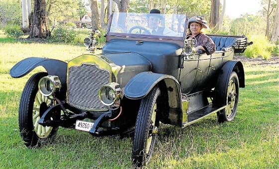 WAY WE DROVE: Gregory Lee and his partner, Katarina Linda, in their 1913 Rover at Tea Gardens Hawks Nest Motorfest. Picture: Nathalie Craig