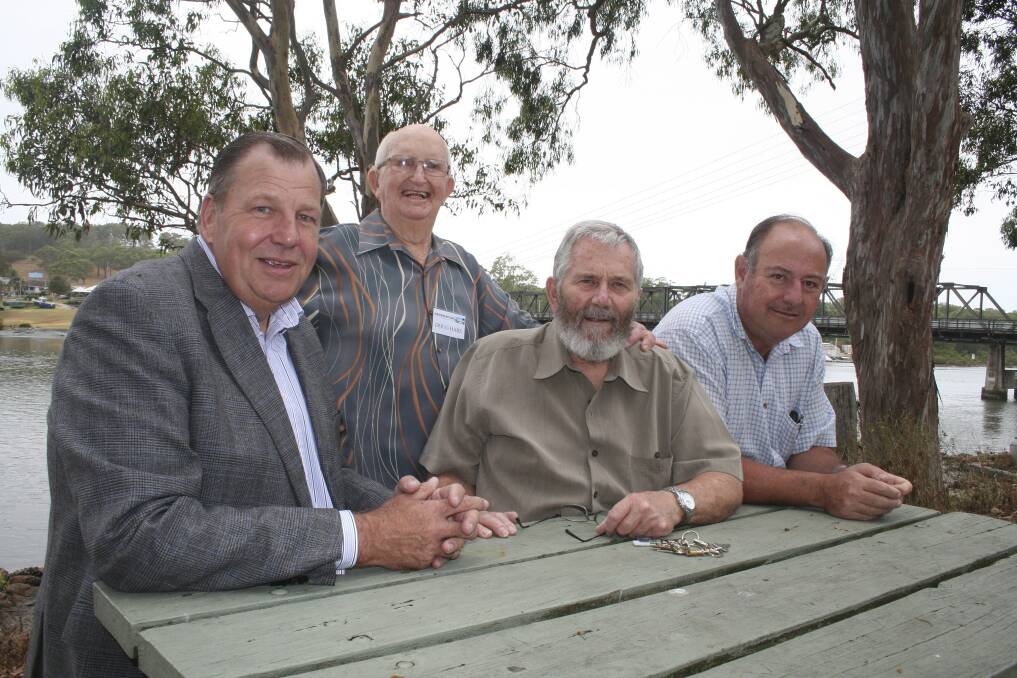 APPRECIATIVE: Member for Paterson Bob Baldwin, Karuah River Men's Shed vice-president Doug Hare, president John King and public officer Len Woodhouse. Picture: Nathalie Craig