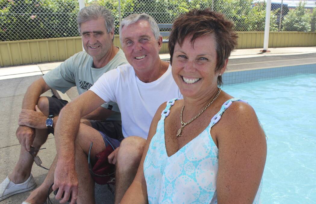 KEEN: Myall Masters Swimming Club members Mal Motum, Trev Shorten and Liz McKay are looking forward to the Masters carnival. Picture: Nathalie Craig
