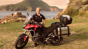 Vicki Haines with her bike in Nelson Bay. Picture supplied