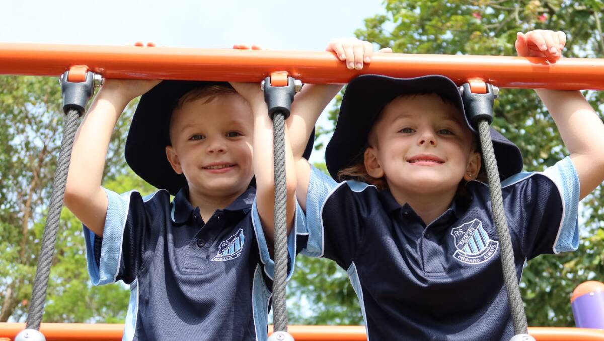 Raymond Terrace twins Linkin Horsley and Cory Solomons are off to big school. Picture by Laura Rumbel
