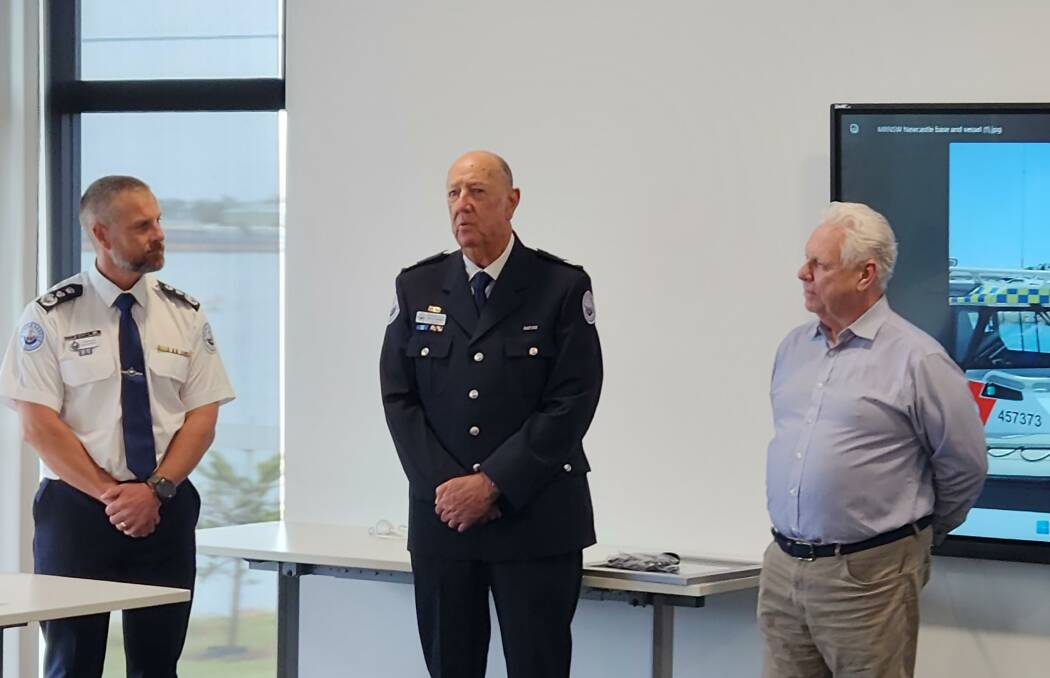 Harold Gibson is recognised for his dedication to Marine Rescue Port Stephens. Picture supplied 