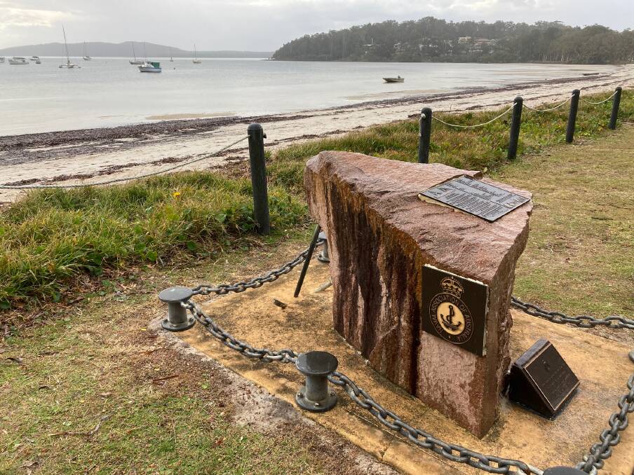 The HMAS Psyche memorial on the foreshore at Corlette, Port Stephens.