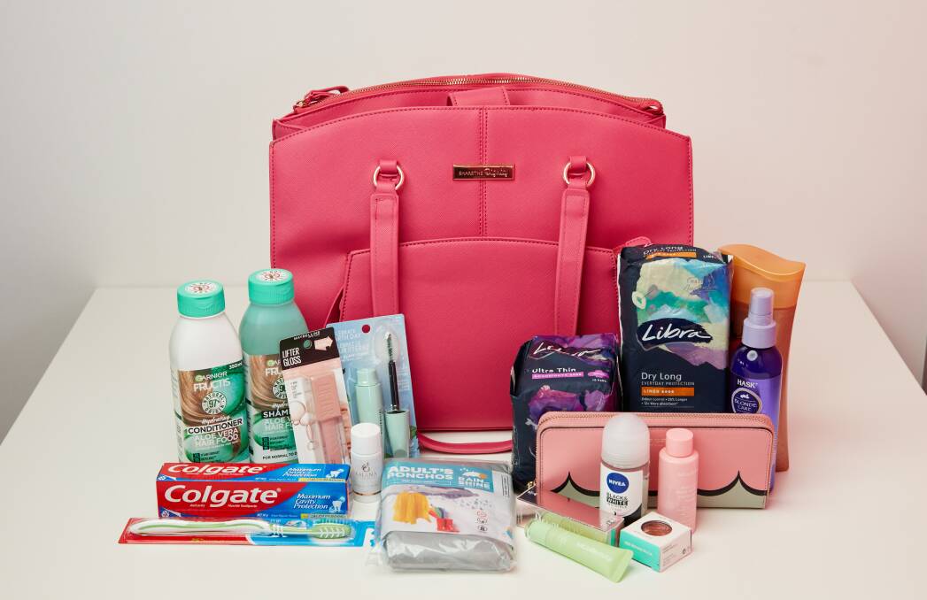The contents of a Share The Dignity bag for a young mother.