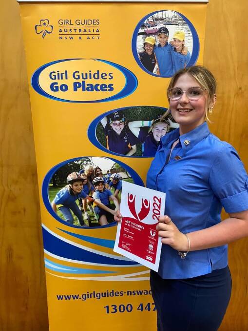 Abby after receiving a NSW Volunteer Award for her work with the Guides. Picture supplied