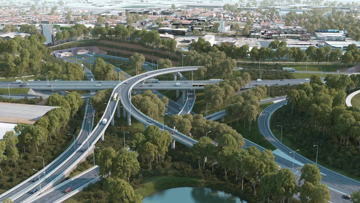 VISION: An artist's impression of the St Peter's interchange, where the concrete sections built at the Buchanan precast yard will end up.