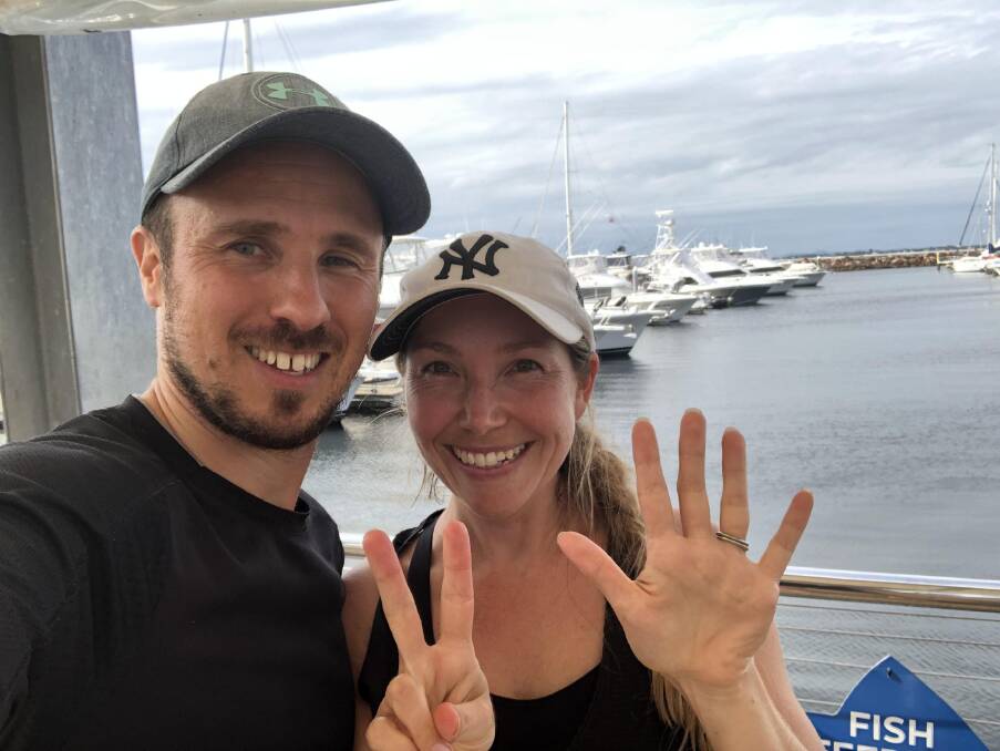 MARATHON COUPLE: Kevin and Jodie Bees, from Soldiers Point, preparing for the London Marathon to be run in Port Stephens. Picture: Supplied