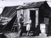 Old Times: A makeshift house at a shanty town called Texas at Carrington. 
