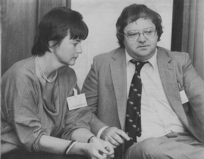 TACTICS: Wendy Bacon, then a journalist with The National Times, and Brian Toohey, the paper's editor, in 1984 when appearing before a Senate Privileges Committee.
