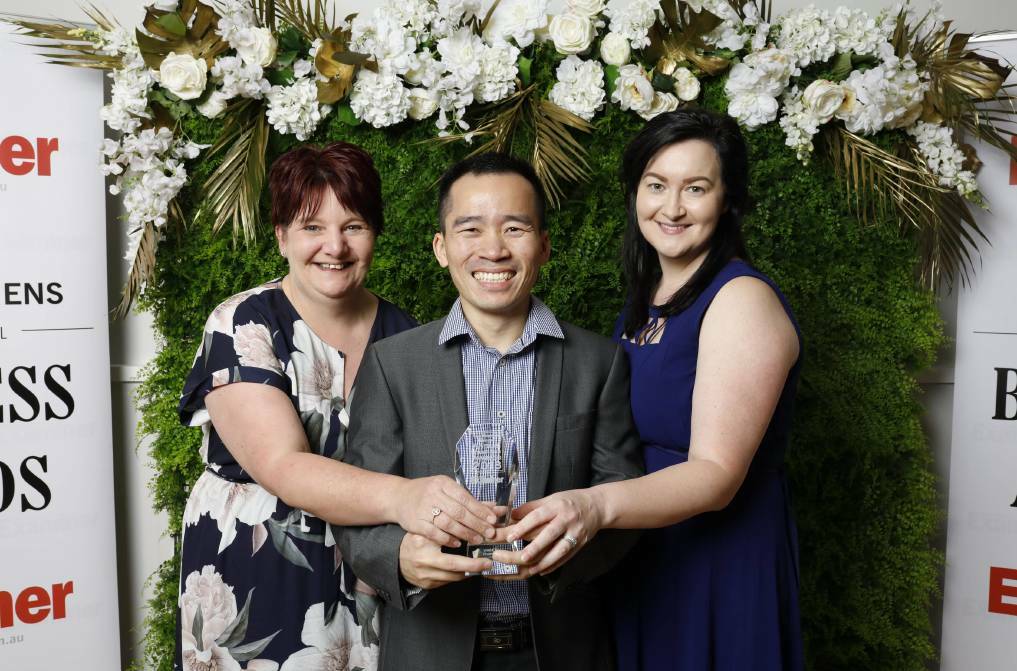Category 30: Pharmacy. Karuah Pharmacy. Wilson Soh with Shauna Hollier and Rebecca Brown.