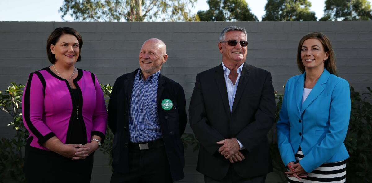 FACING OFF: Paterson candidates, from left, Meryl Swanson, John Brown, Peter Davis (Citizens Electoral Council - not confirmed) and Karen Howard. Picture: Simone De Peak