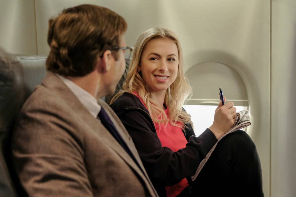 IN THE AIR: Ryan Hansen and Iliza Shlesinger in Good On Paper. 